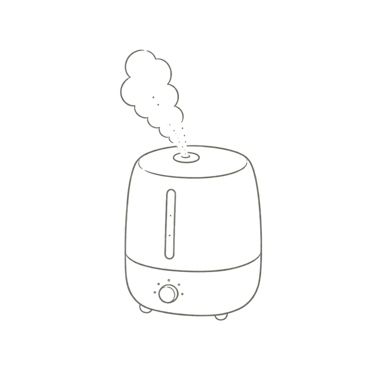加湿器から湯気が出ている線画。